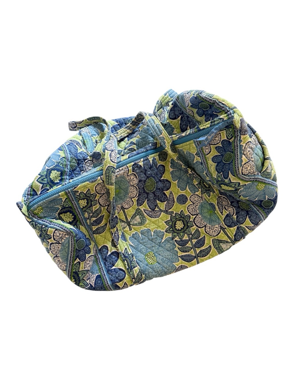 Vera Bradley XL Duffel Travel Bag Retired Daisy Doodle Print Blue Green Flowers